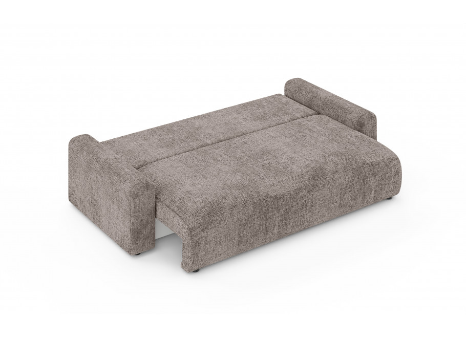 Sofa Cleo small 4-osobowa szary brąz – Rozkładana kanapa szenilowa z dużym spaniem - Cremona 24