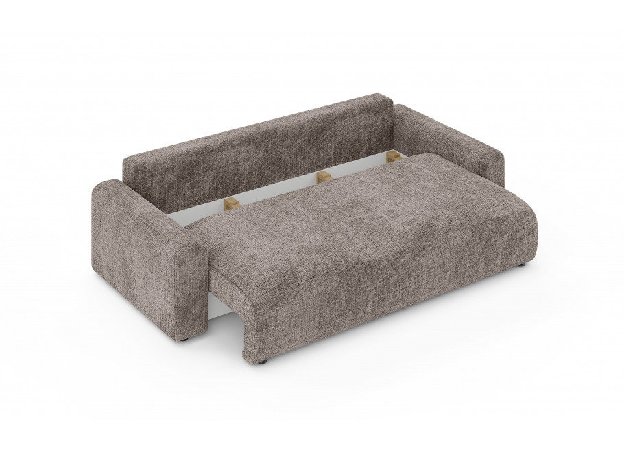 Sofa Cleo small 4-osobowa szary brąz – Rozkładana kanapa szenilowa z dużym spaniem - Cremona 24