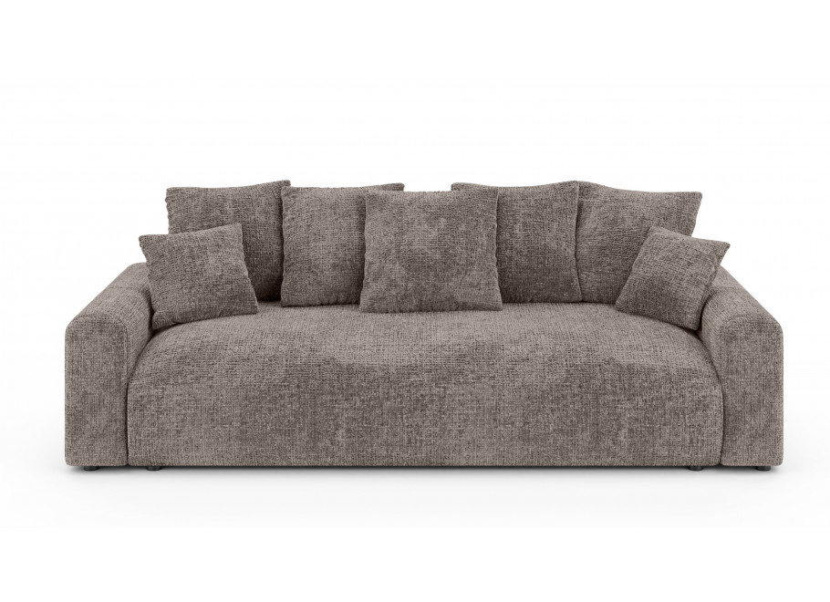 Sofa Cleo small 4-osobowa szary brąz – Rozkładana kanapa szenilowa z dużym spaniem - Cremona 24