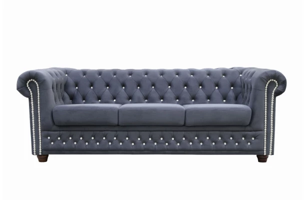 Sofa trzyosobowa pikowana Chesterfield FELIX BLINK 3 - trzyosobowe