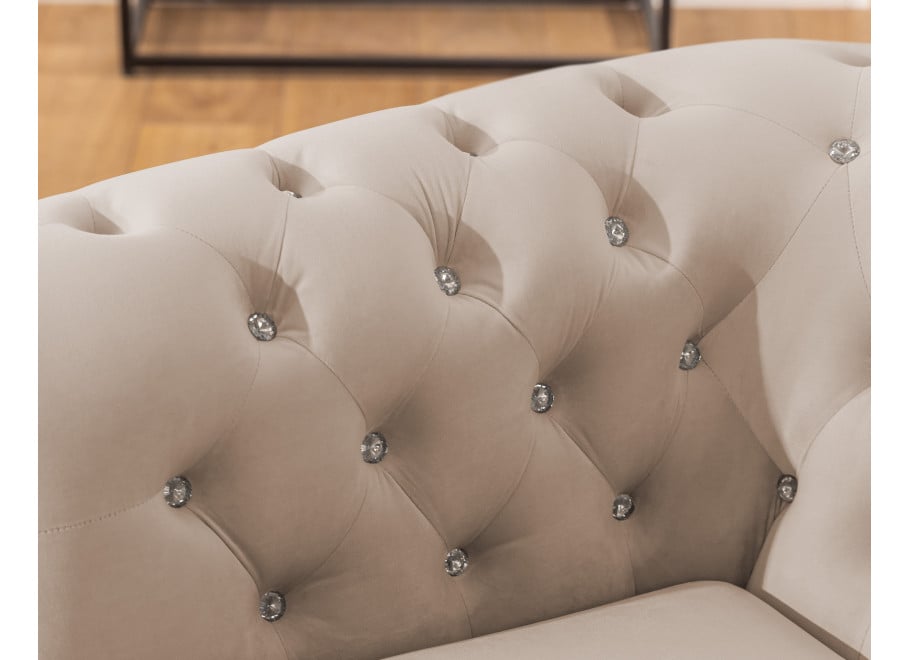 Mała sofa beżowa z kryształkami Felix Blink – pikowana z funkcją spania 8