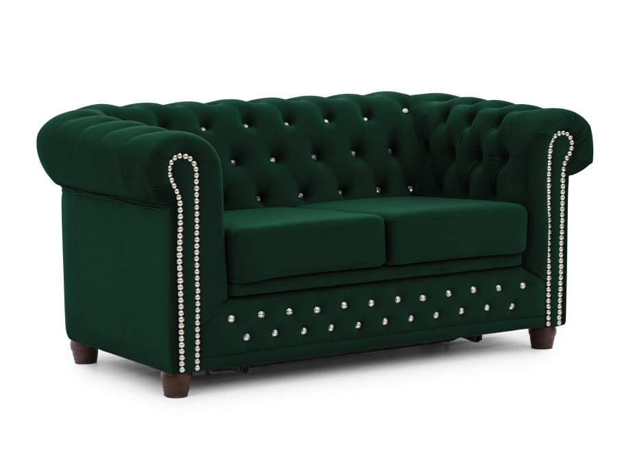 Sofa dwuosobowa butelkowa zieleń Felix Blink – Chesterfield z funkcją spania - Riviera 38