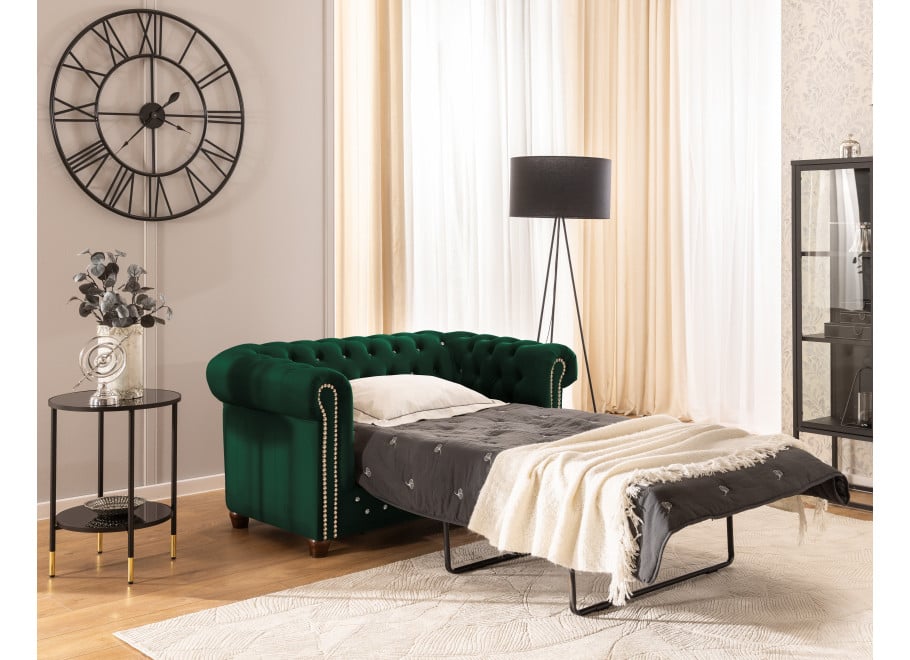 Sofa dwuosobowa butelkowa zieleń Felix Blink – Chesterfield z funkcją spania - Riviera 38