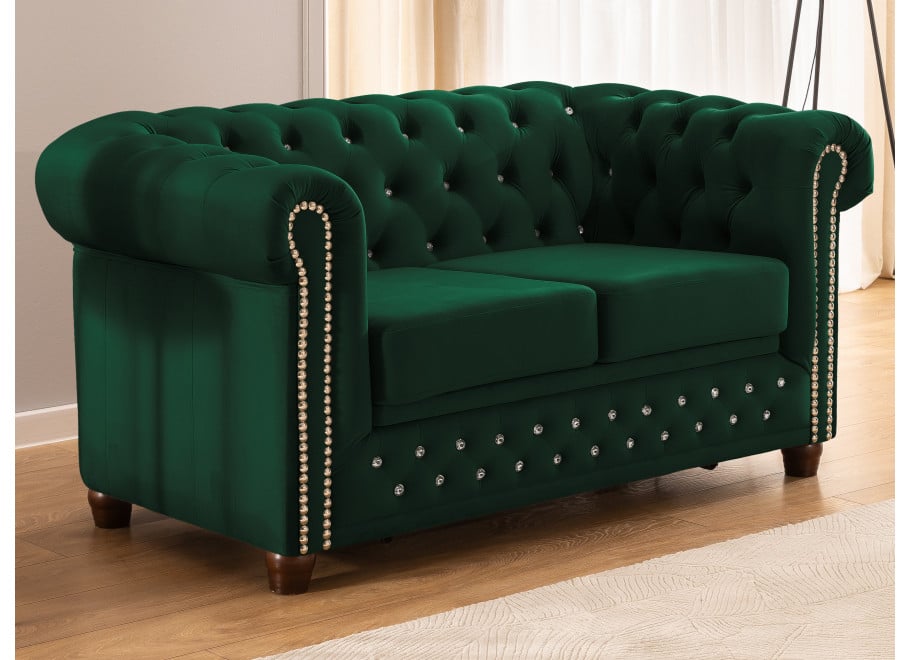 Sofa dwuosobowa butelkowa zieleń Felix Blink – Chesterfield z funkcją spania 9