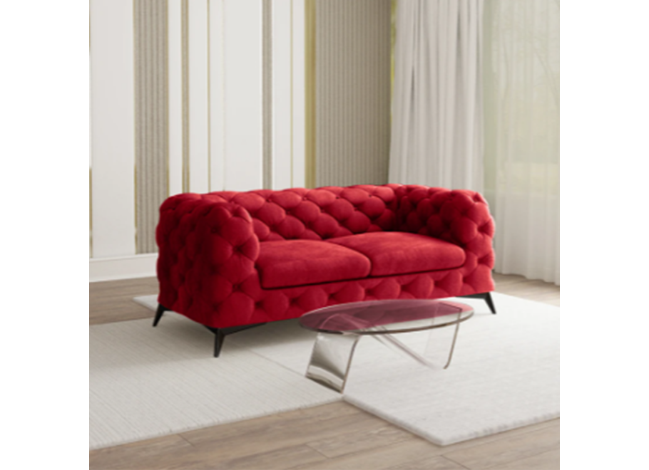 TEO 2,5 – trzyosobowa czerwona sofa pikowana w stylu glamour Chesterfield