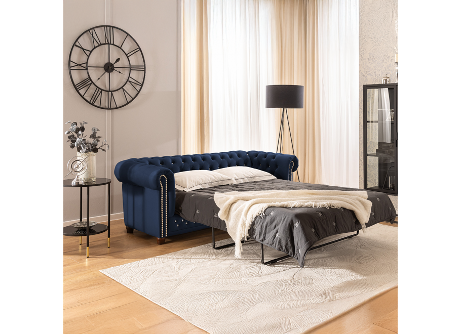 Sofa trzyosobowa pikowana z kryształkami Felix Blink z funkcją spania Chesterfield - Riviera 81