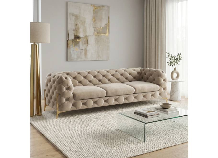 Sofa trzyosobowa pikowana glamour Chesterfield TEO HIGH 3 - Riviera 16
