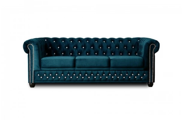 Sofa trzyosobowa z funkcją spania pikowana Chesterfield FELIX BLINK 3 - design i funkcjonalnosc w parze